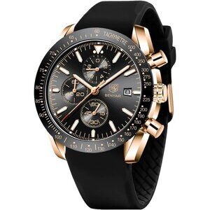 BY BENYAR Men's Black Analog Quartz Chronograph Watch 30M Waterproof Luminous